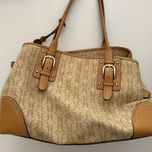 Fossil Tan and Brown Monogram Shoulder Bag